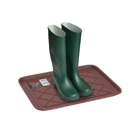 Fleming Supply All Weather Boot Tray Water Resistant Plastic Shoe Mat for Indoor and Outdoor Use, (Brown, Small) 455848RLO